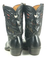 Acme Black Cowboy Peewee Boots Vintage 50s Inlay Eagles Lightning Bolts Men