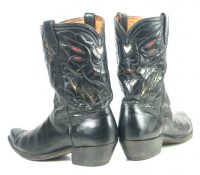 Acme Black Cowboy Peewee Boots Vintage 50s Inlay Eagles Lightning Bolts Men