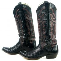 Custom Black Full Quill Ostrich Cowboy Western Boots 17 Tall Knee Hi Women