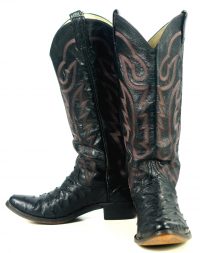 Custom Black Full Quill Ostrich Cowboy Western Boots 17 Tall Knee Hi Women