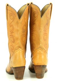 Frye Brown Leather Cowboy Western Boho Boots Heeled Red Retro Stitch Women