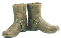 Frye Brown Leather Short Harness Biker Motorcycle Boots US Made Men