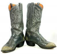J Chisholm Gray Exotic Wingtip Cowboy Boots Vintage US Handmade Men
