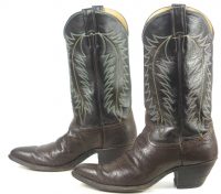 Justin Brown Black Leather Peanut Brittle Cowboy Boots Vintage US Made Mens (10)