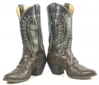 Justin Brown Black Leather Peanut Brittle Cowboy Boots Vintage US Made Mens (11)