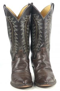 Justin Brown Black Leather Peanut Brittle Cowboy Boots Vintage US Made Mens (5)