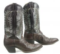Justin Brown Black Leather Peanut Brittle Cowboy Boots Vintage US Made Mens (7)