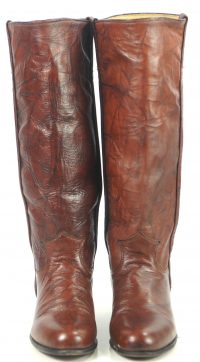 Justin Marbled Brown Leather 16 Tall Riding Boots Vintage US Made Women