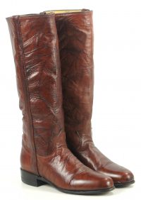 Justin Marbled Brown Leather 16 Tall Riding Boots Vintage US Made Women