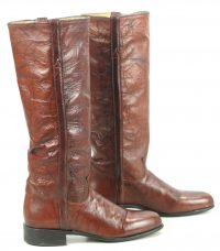 Justin Marbled Brown Leather 16 Tall Riding Boots Vintage US Made Women