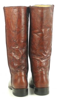 Justin Marbled Brown Leather 16 Tall Riding Boots Vintage US Made Women