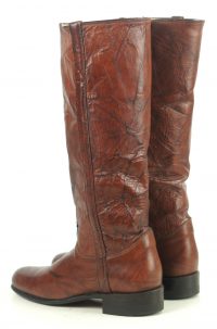 Justin Marbled Brown Leather 16 Tall Riding Boots Vintage US Made Women