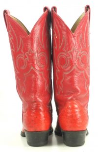 Justin Red Full Quil Ostrich Cowboy Western Boots Vintage US Made Women