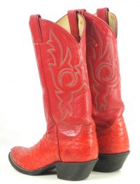 Justin Red Full Quil Ostrich Cowboy Western Boots Vintage US Made Women