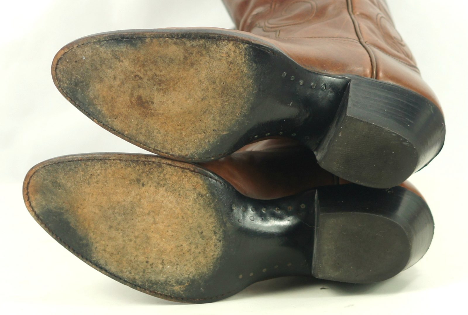 Larry Mahan Brown Knee Hi 17 Tall Western Cowboy Boots Vintage US Made Womens (14)