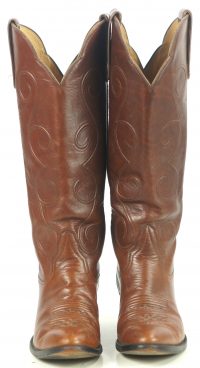 Larry Mahan Brown Knee Hi 17 Tall Western Cowboy Boots Vintage US Made Womens (6)