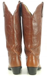 Larry Mahan Brown Knee Hi 17 Tall Western Cowboy Boots Vintage US Made Womens (9)