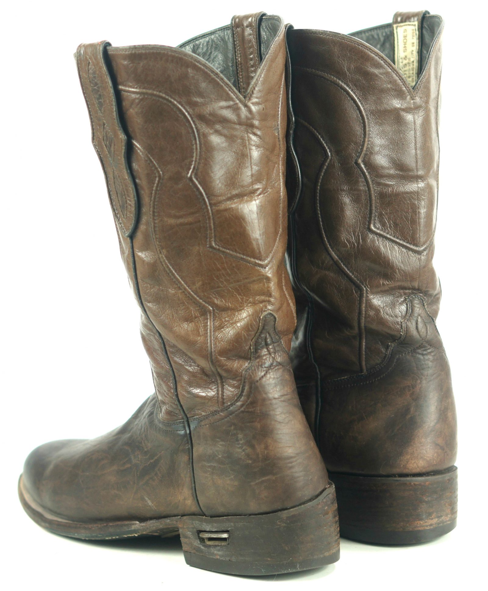 Loveless Dark Brown Leather Custom Cowboy Western Boots Orthopedic Brace Mens (10)