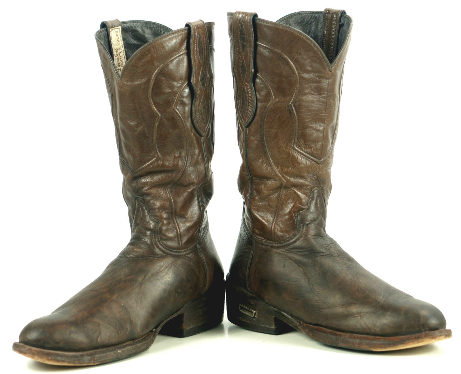 Loveless Dark Brown Leather Custom Cowboy Western Boots Orthopedic Brace Mens (14)