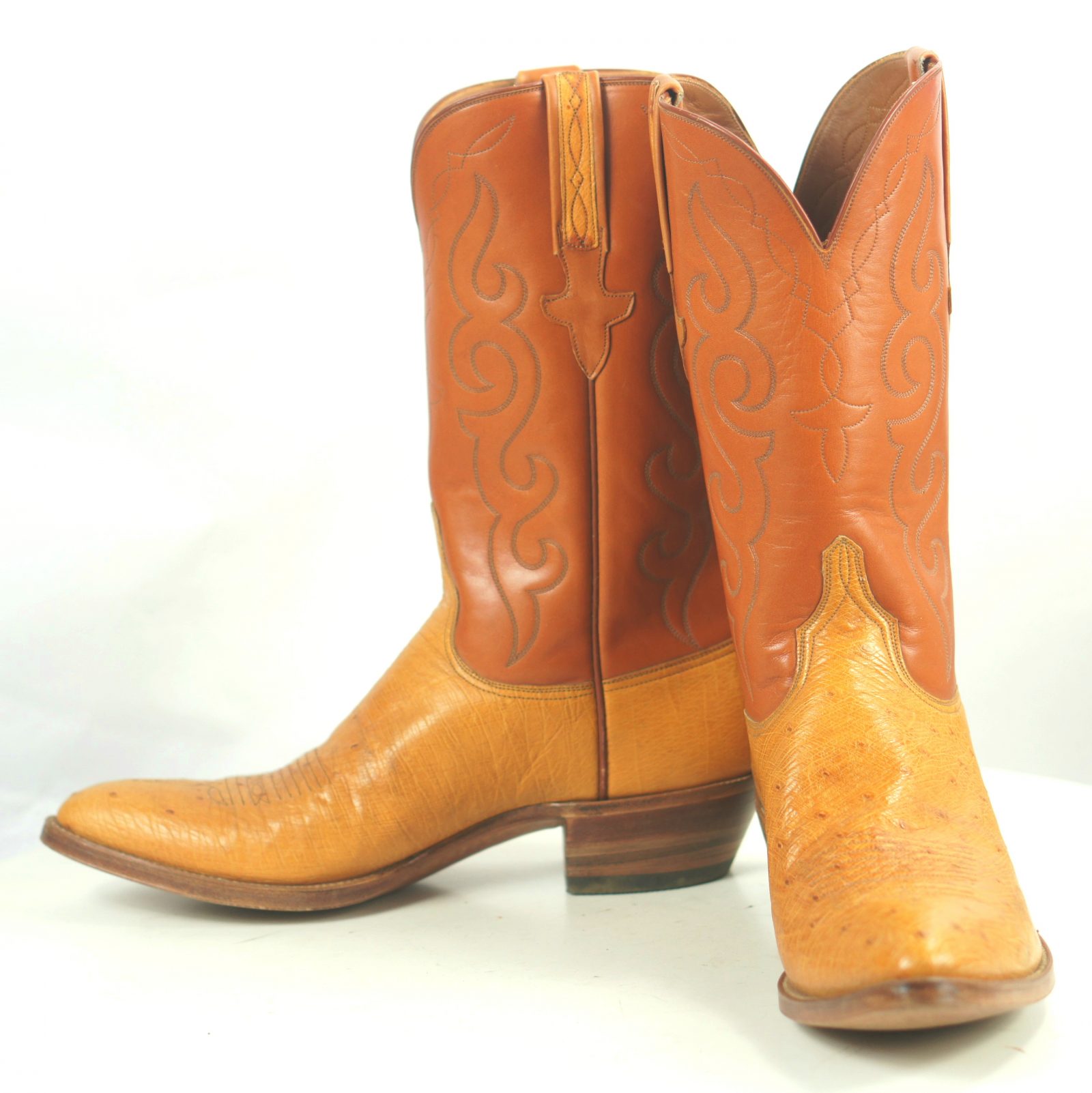 Lucchese San Antonio Vintage 1989 Ostrich Cowboy Boots Original Box Men