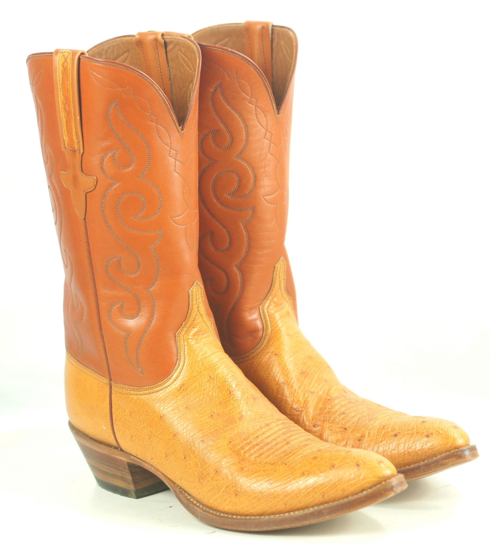 Lucchese San Antonio Vintage 1989 Ostrich Cowboy Boots Original Box Men