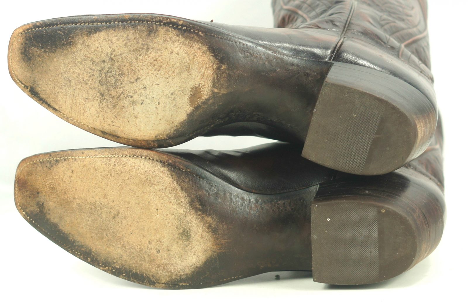 Lucchese San Antonio Vintage 80s US Made Brown Cowboy Boots French Toe Men