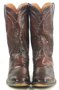 Lucchese San Antonio Vintage 80s US Made Brown Cowboy Boots French Toe Men