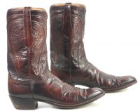 Lucchese San Antonio Vintage 80s US Made Brown Cowboy Boots French Toe Men