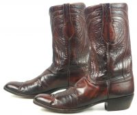 Lucchese San Antonio Vintage 80s US Made Brown Cowboy Boots French Toe Men