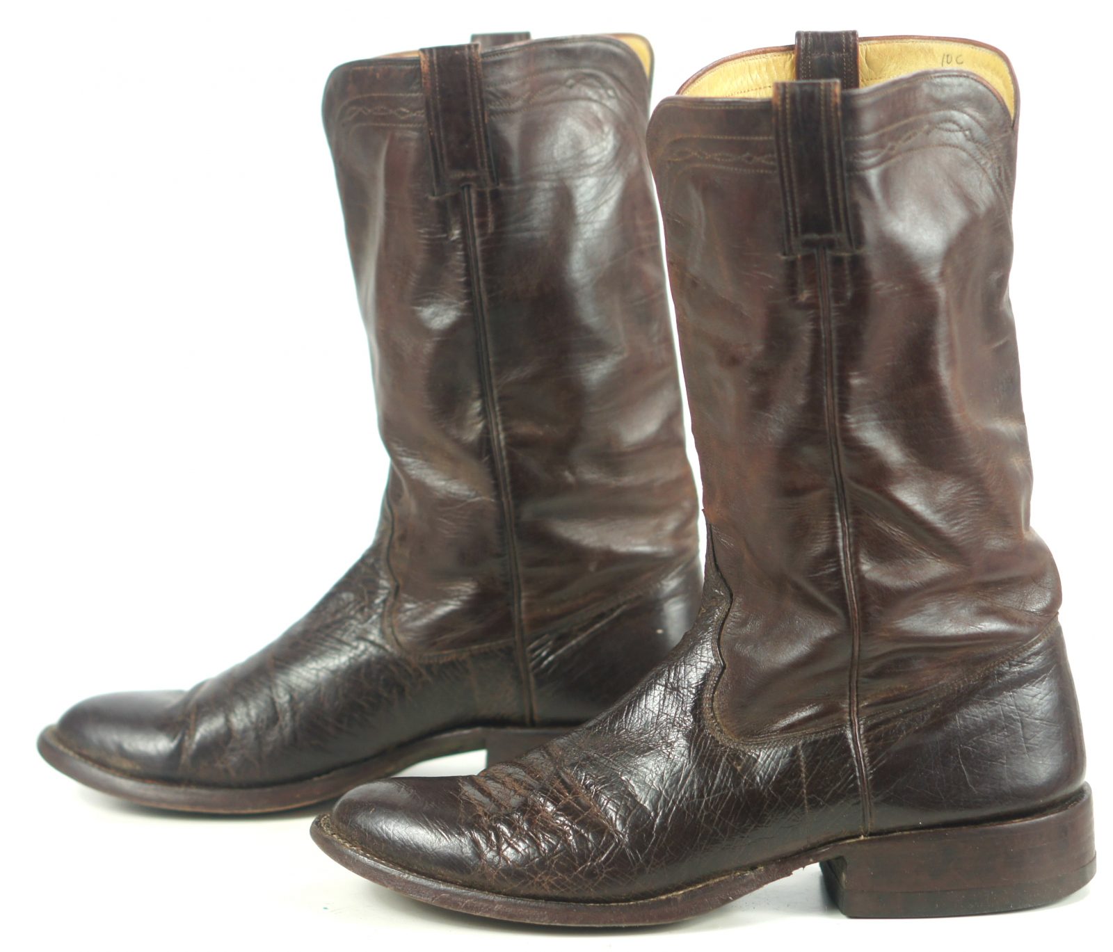 ML Leddy Brown Smooth Ostrich Cowboy Western Boots Custom Made Texas Men