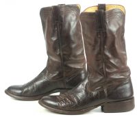 ML Leddy Brown Smooth Ostrich Cowboy Western Boots Custom Made Texas Men