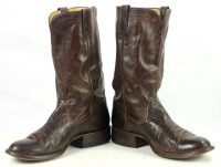 ML Leddy Brown Smooth Ostrich Cowboy Western Boots Custom Made Texas Men