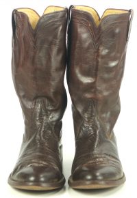 ML Leddy Brown Smooth Ostrich Cowboy Western Boots Custom Made Texas Men