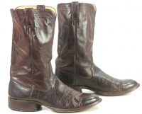ML Leddy Brown Smooth Ostrich Cowboy Western Boots Custom Made Texas Men