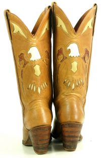 Miss Capezio Inlay Eagles Cowboy Boots Vintage US Made 3 High Heel Womens (8)