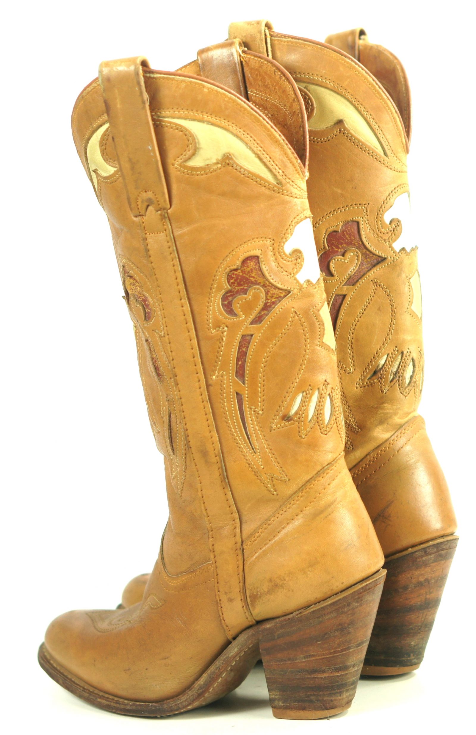 Miss Capezio Inlay Eagles Cowboy Boots Vintage US Made 3 High Heel Womens (9)