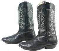 Nocona Black Leather Cowboy Western Boots Round Toe Vintage US Made Men