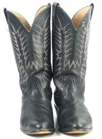Nocona Black Leather Cowboy Western Boots Round Toe Vintage US Made Men