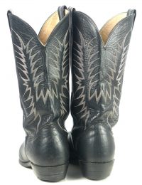 Nocona Black Leather Cowboy Western Boots Round Toe Vintage US Made Men