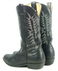 Nocona Black Leather Cowboy Western Boots Round Toe Vintage US Made Men
