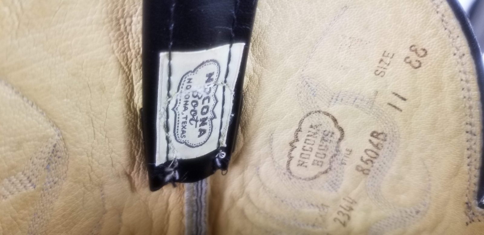 Nocona Black Leather Pointy Toe Cowboy Western Boots Vintage US Made Men