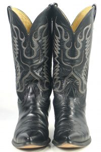 Nocona Black Leather Pointy Toe Cowboy Western Boots Vintage US Made Men