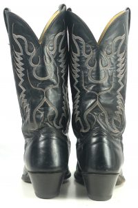 Nocona Black Leather Pointy Toe Cowboy Western Boots Vintage US Made Men