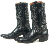 Sears Black Leather Cowboy Boots Algonquin Toe Vintage US Made Men