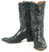 Sears Black Leather Cowboy Boots Algonquin Toe Vintage US Made Men