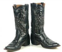 Sears Black Leather Cowboy Boots Algonquin Toe Vintage US Made Men