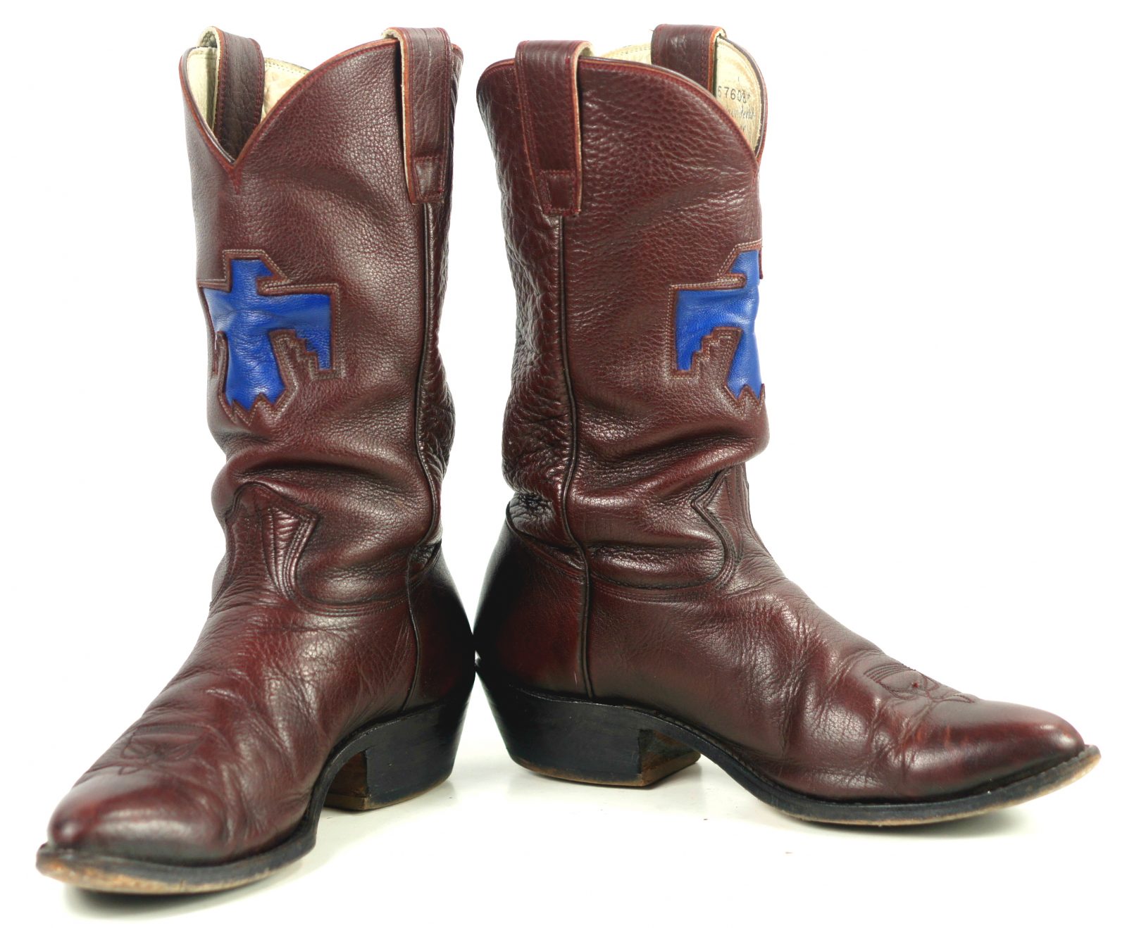 Stewart Custom Handmade Cowboy Boots Blue Thunderbirds Vintage 70s Men