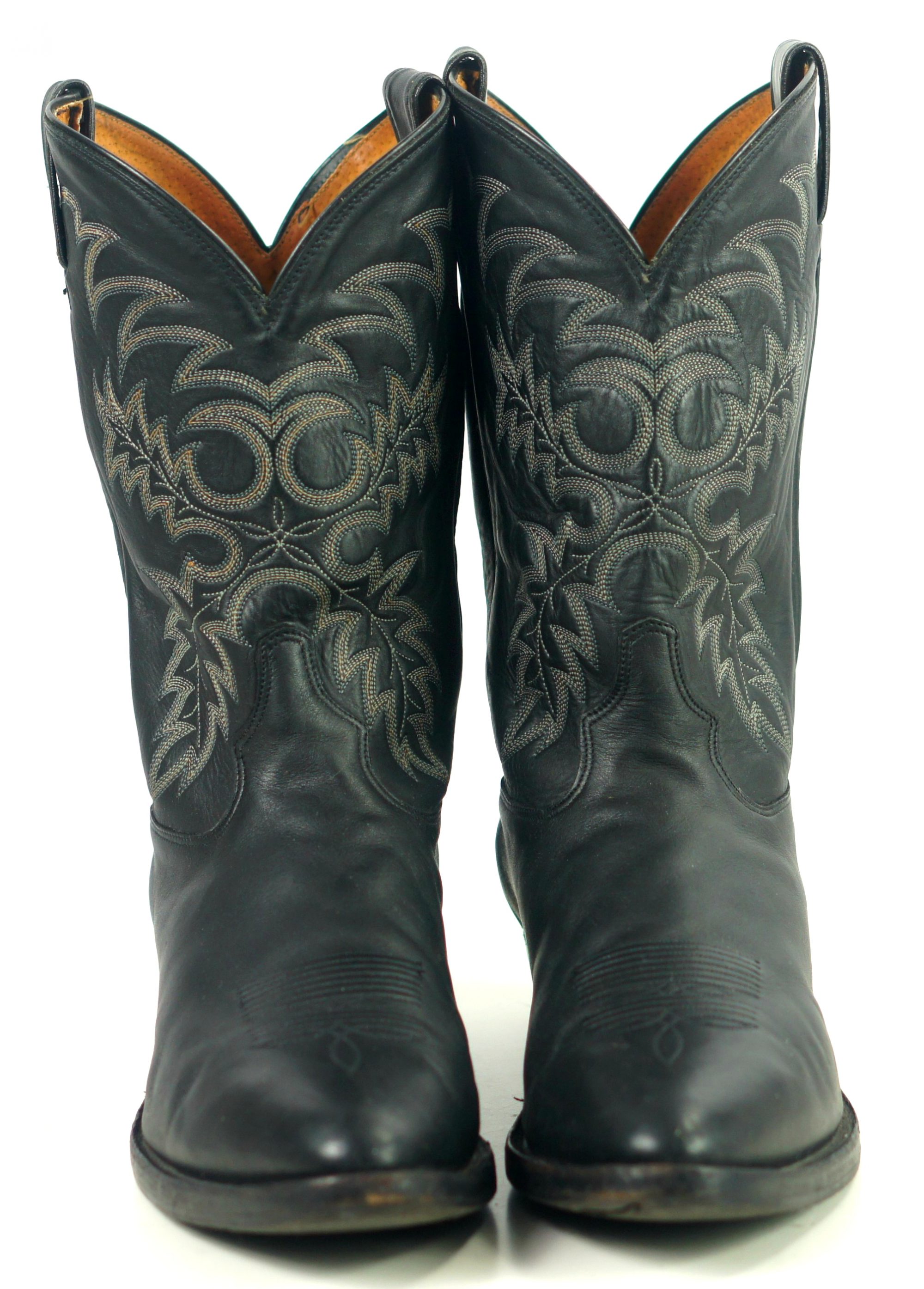 Tony Lama Black Leather Cowboy Western Boots USA Handcrafted Big Size ...