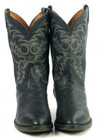 Tony Lama Black Leather Cowboy Western Boots USA Handcrafted Men