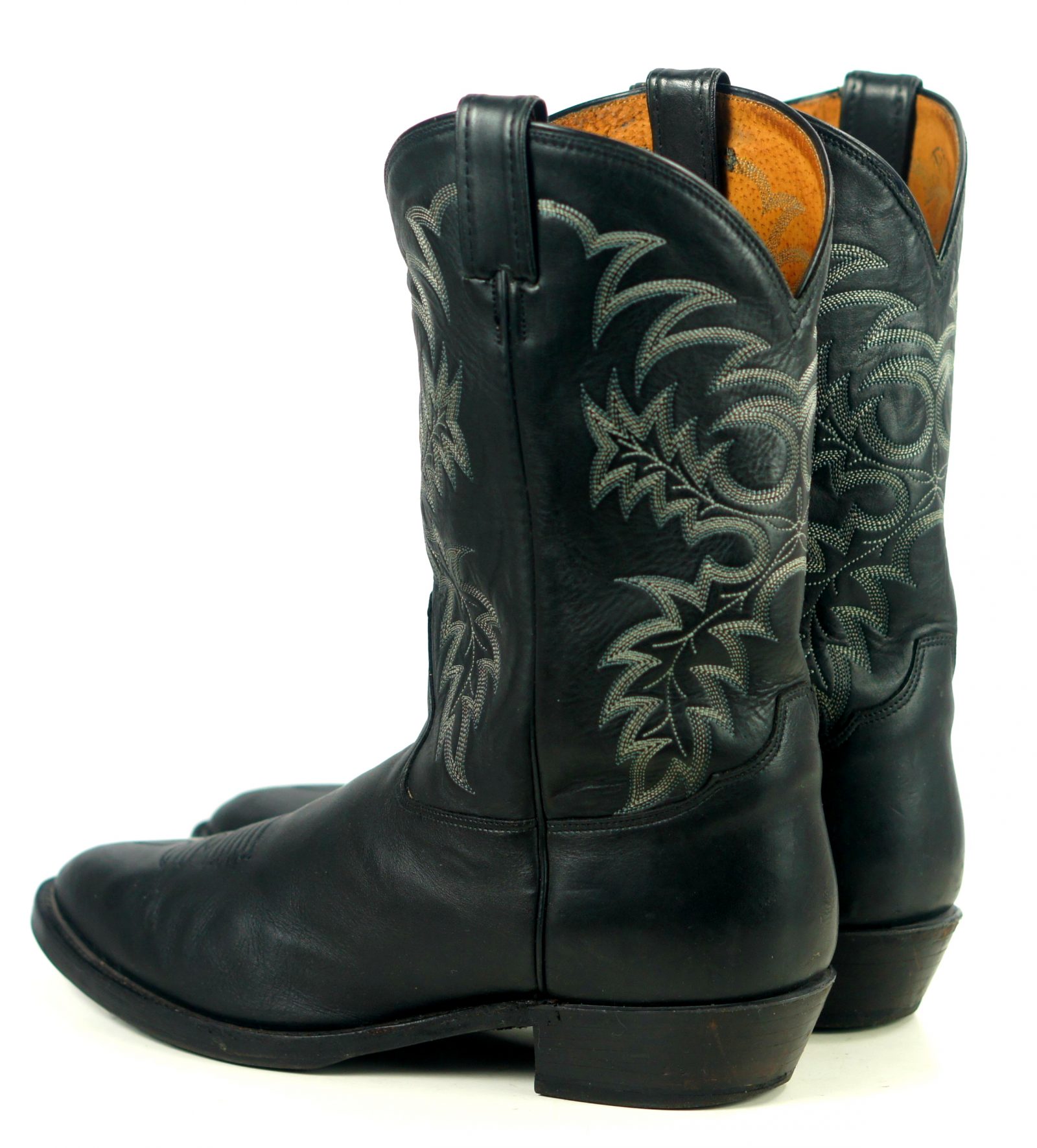 Tony Lama Black Leather Cowboy Western Boots USA Handcrafted Men